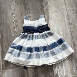 Jona Michelle Blue and White Striped Kids Dress